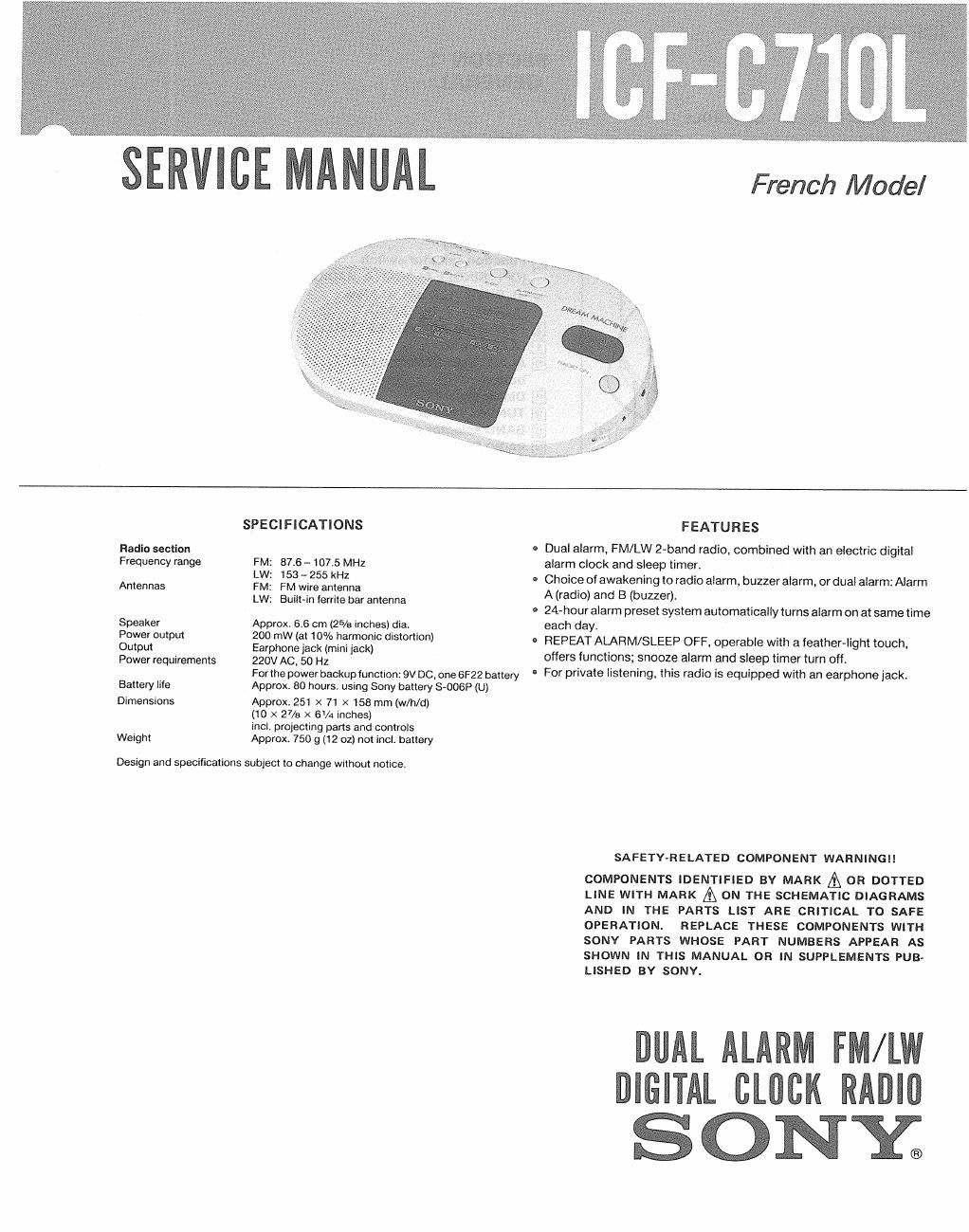 sony icf g 710 l service manual