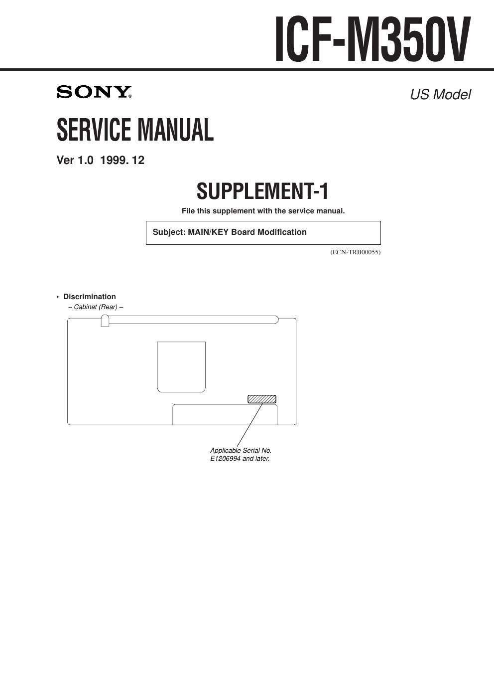 sony icf m 350 v service manual