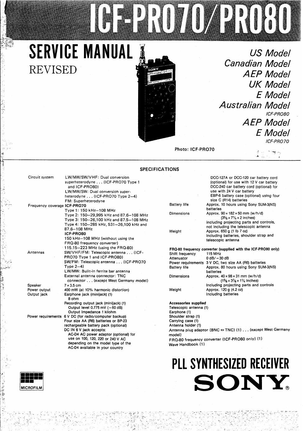 sony icf pro 80 service manual