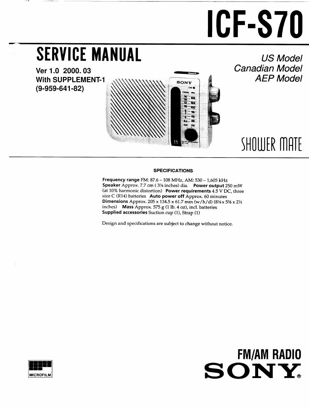 sony icf s 70 service manual
