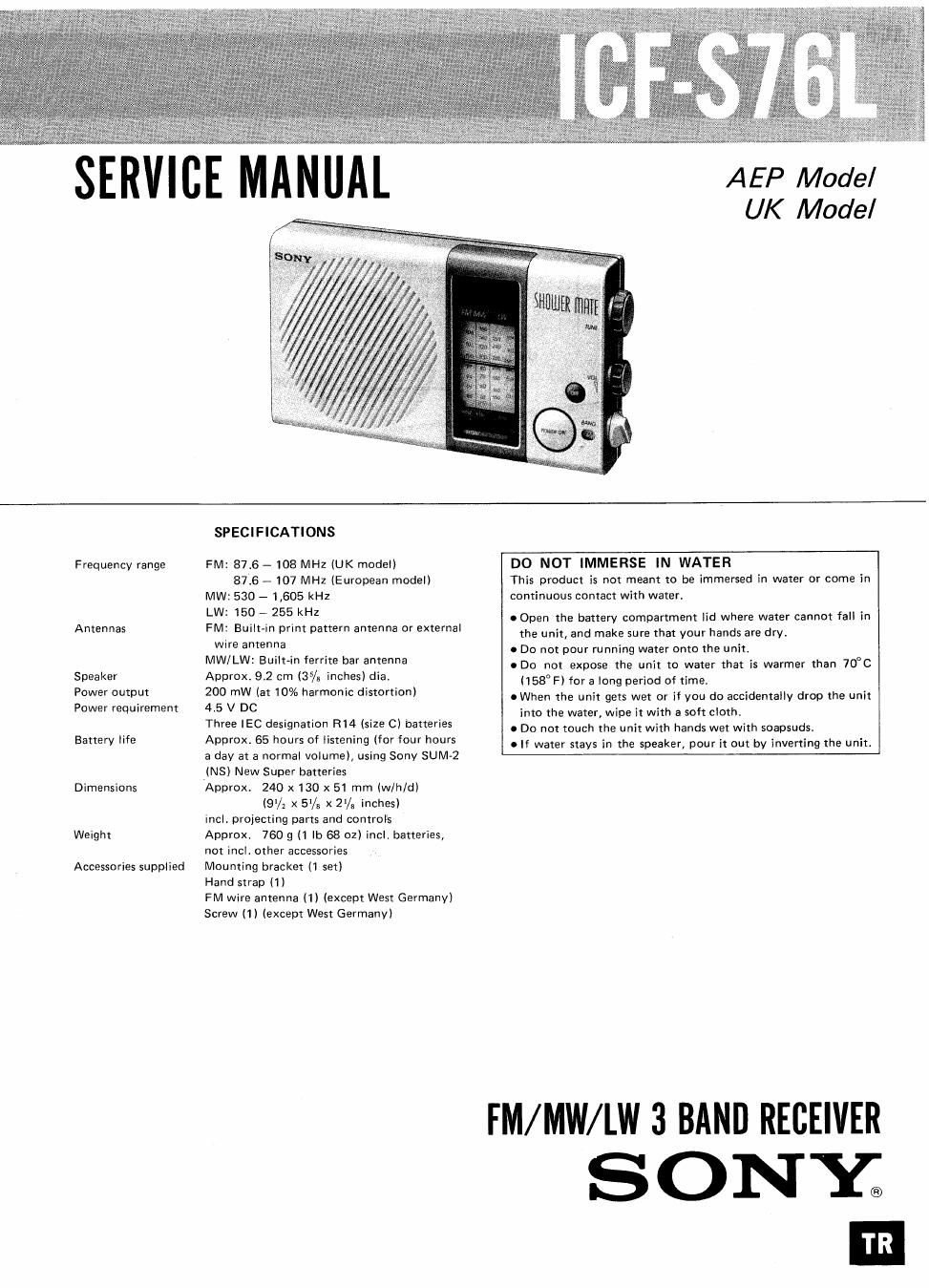 sony icf s 76 l service manual