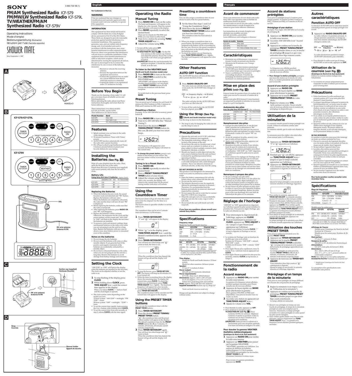 sony icf s 79 w owners manual