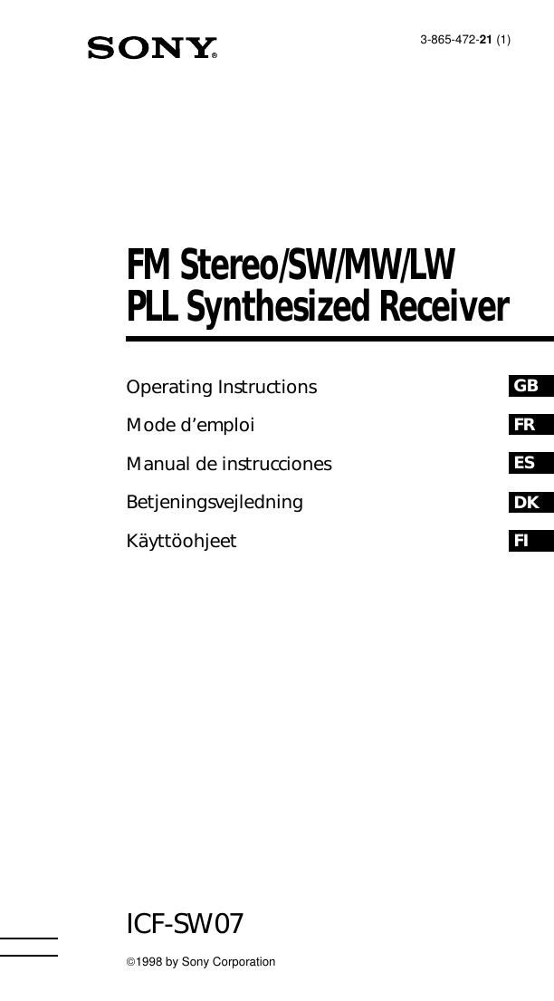 sony icf sw 07 owners manual