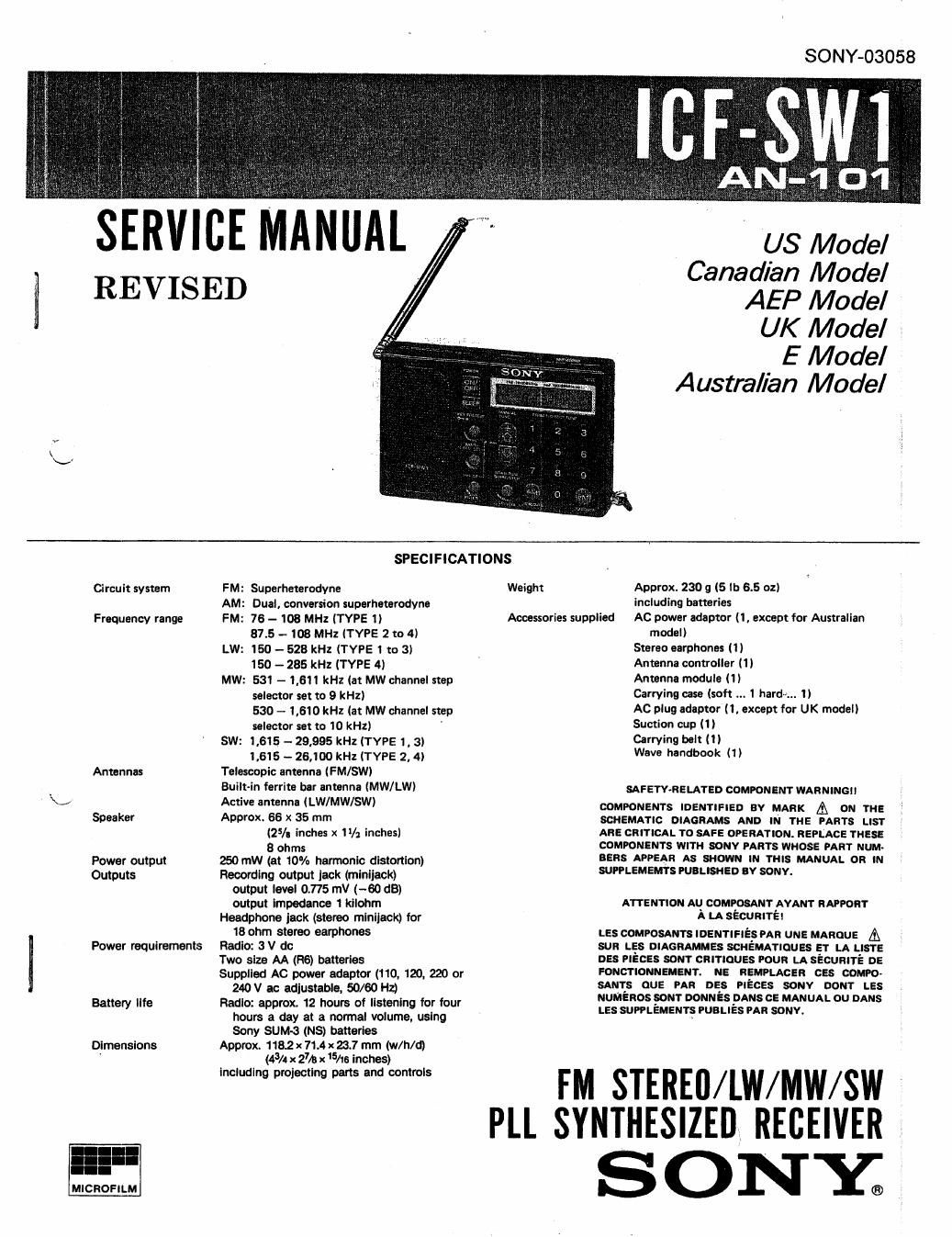 sony icf sw 1 service manual