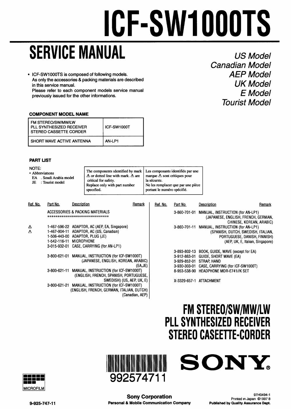 sony icf sw 1000 ts service manual