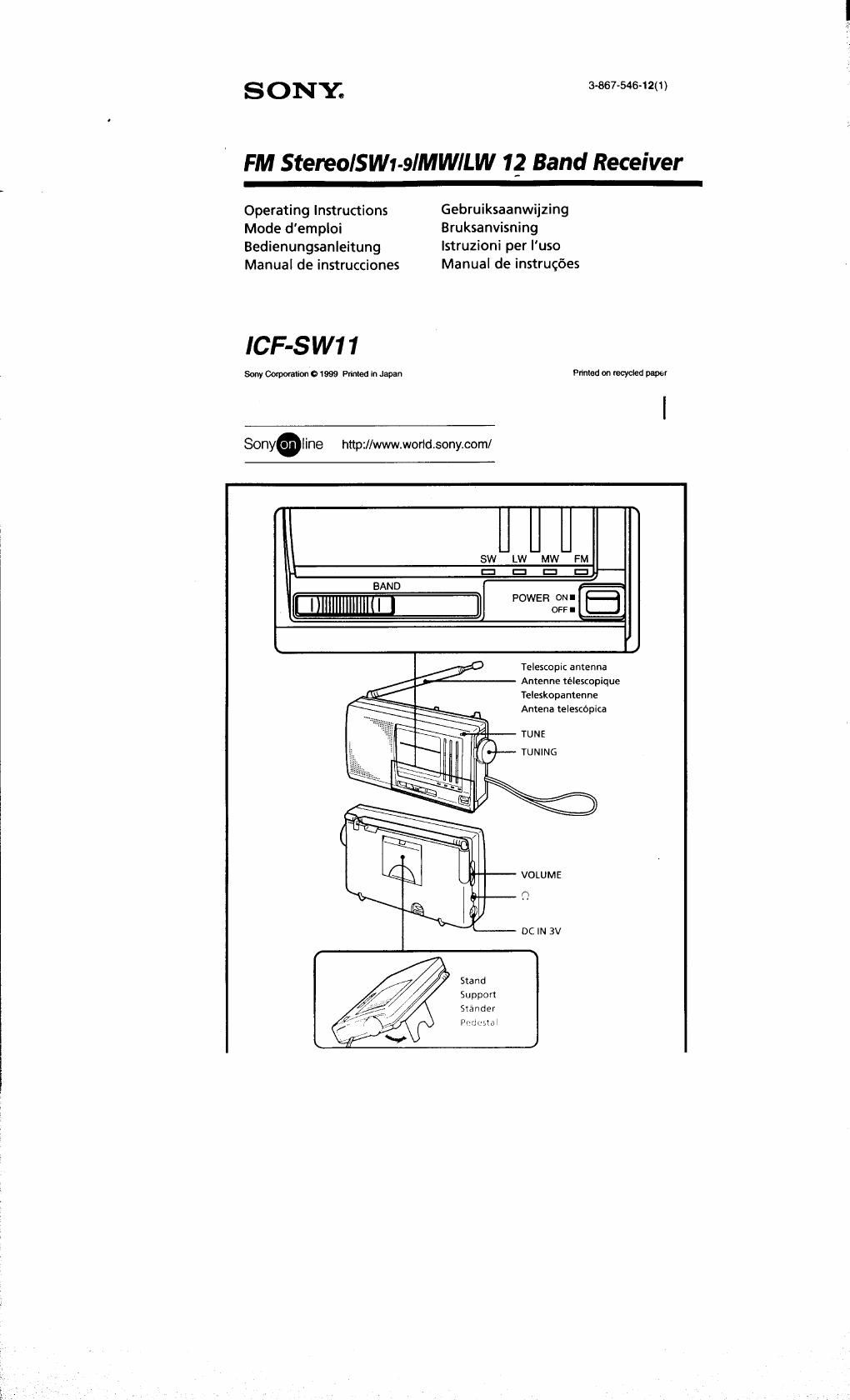 sony icf sw 11 owners manual