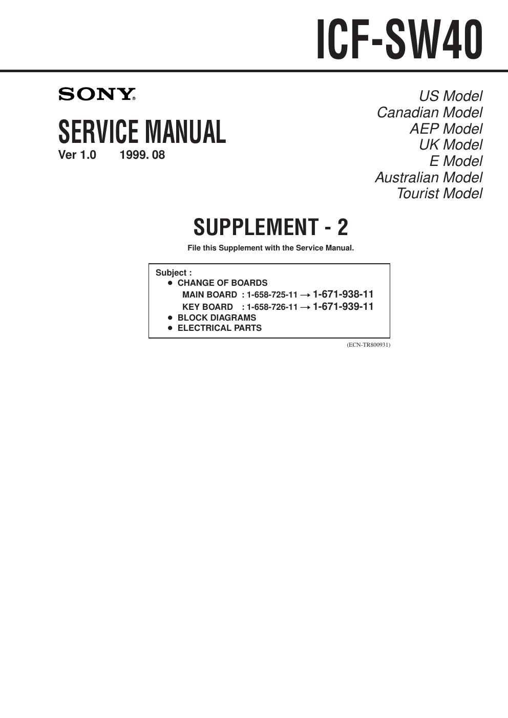 sony icf sw 40 service manual