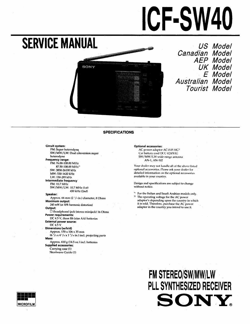 sony icf sw40 service manual