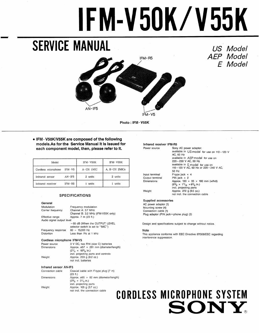 sony ifmv 50 k service manual