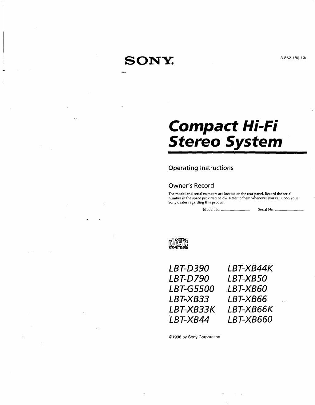 sony lbt d 390 owners manual