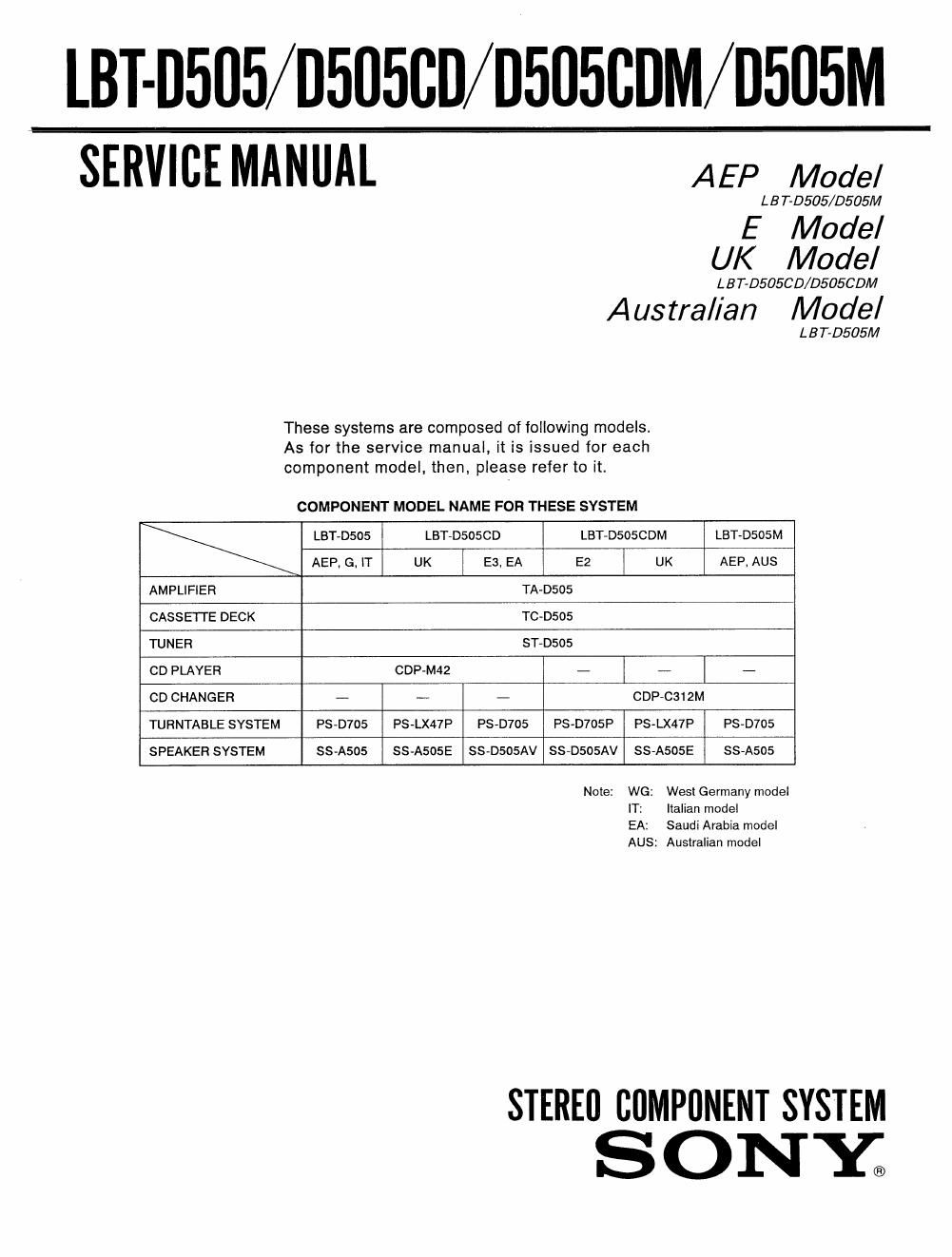 sony lbt d 505 cd service manual