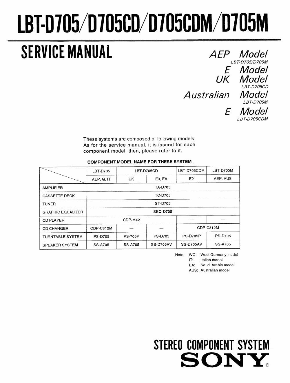 sony lbt d 705 cdm service manual