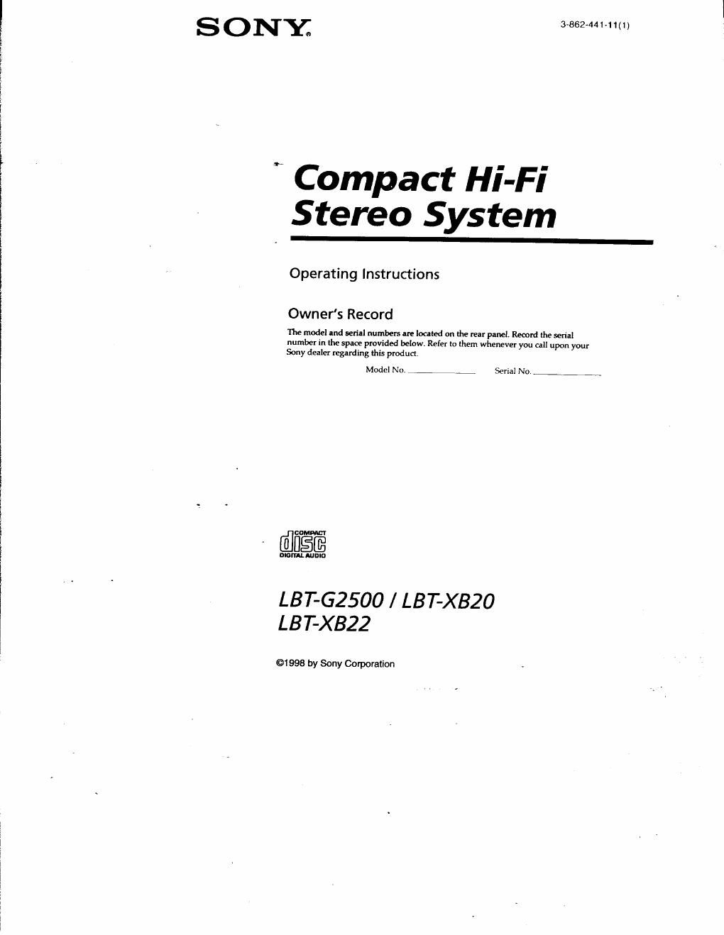 sony lbt g 2500 owners manual