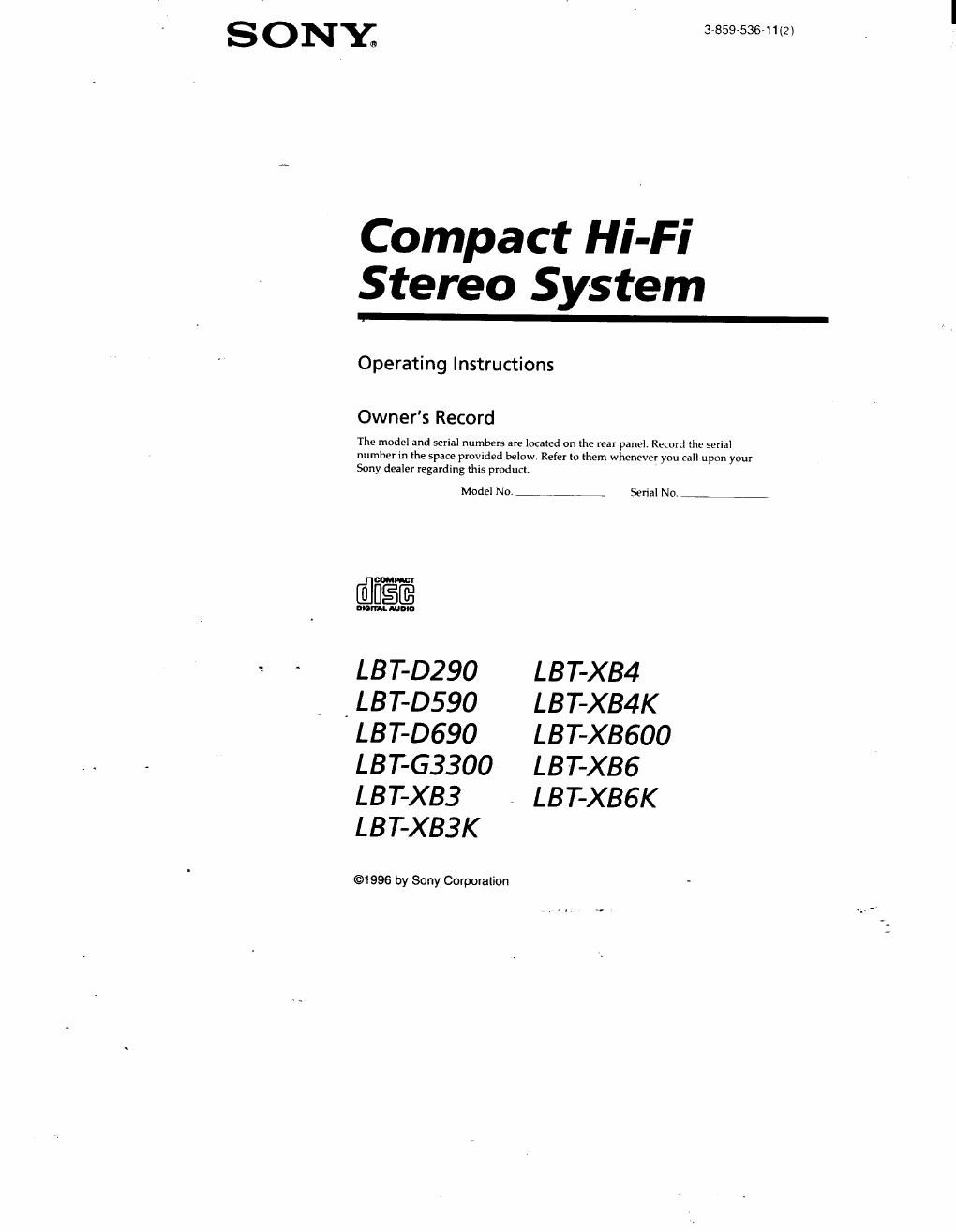 sony lbt g 3300 owners manual