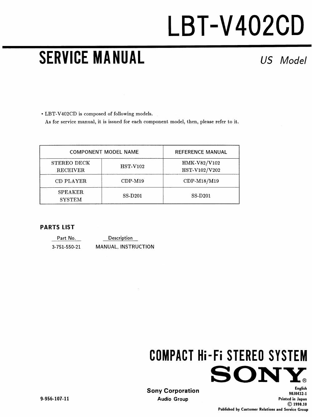 sony lbt v 402 cd service manual