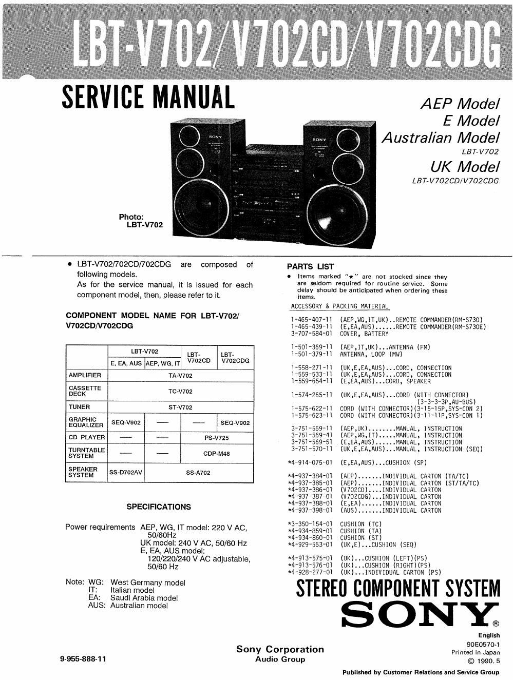sony lbt v 702 cd service manual