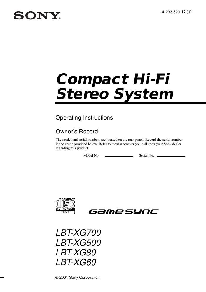 sony lbt xg 500 owners manual