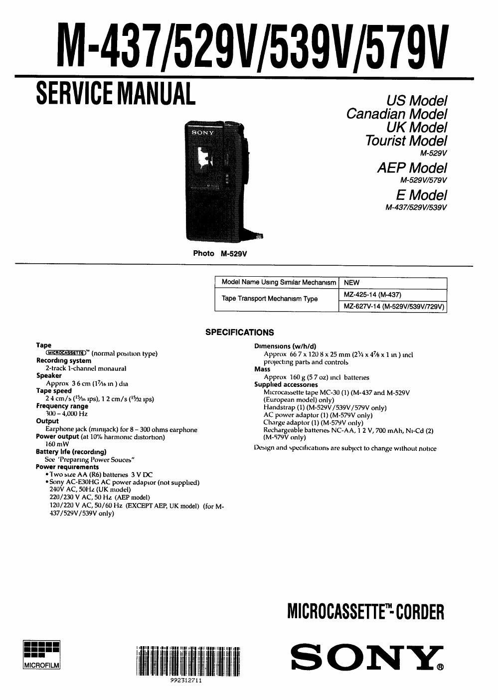 sony m 437 service manual