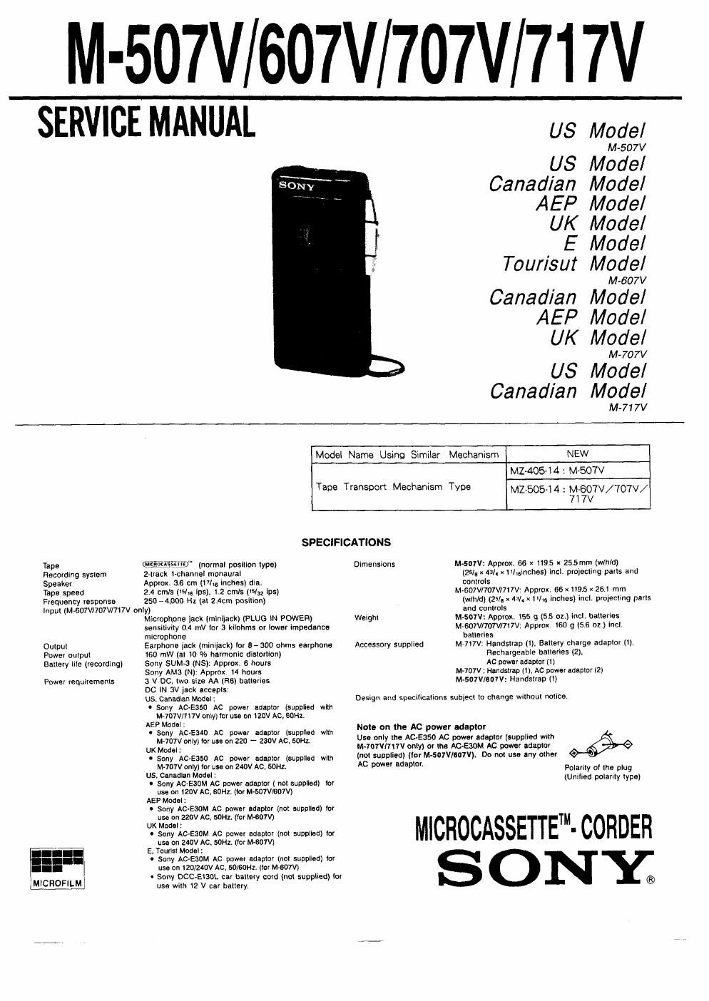 sony m 507 v service manual