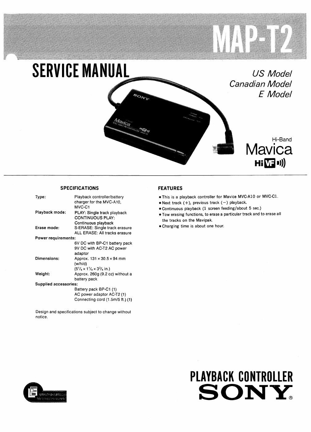 sony map t 2 service manual