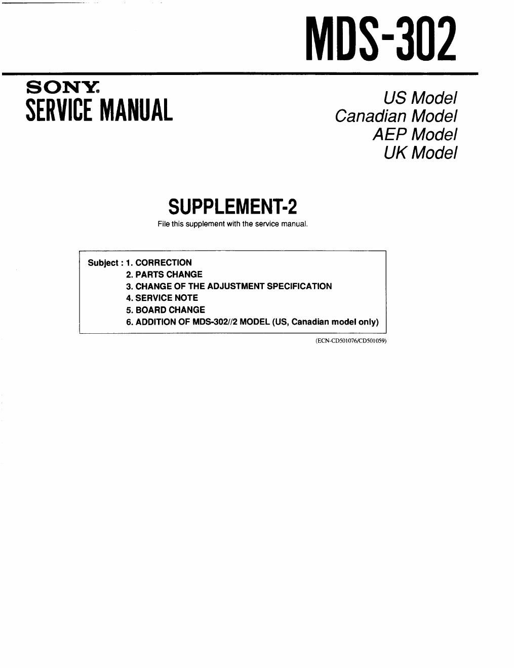 sony mds 302 service manual 2