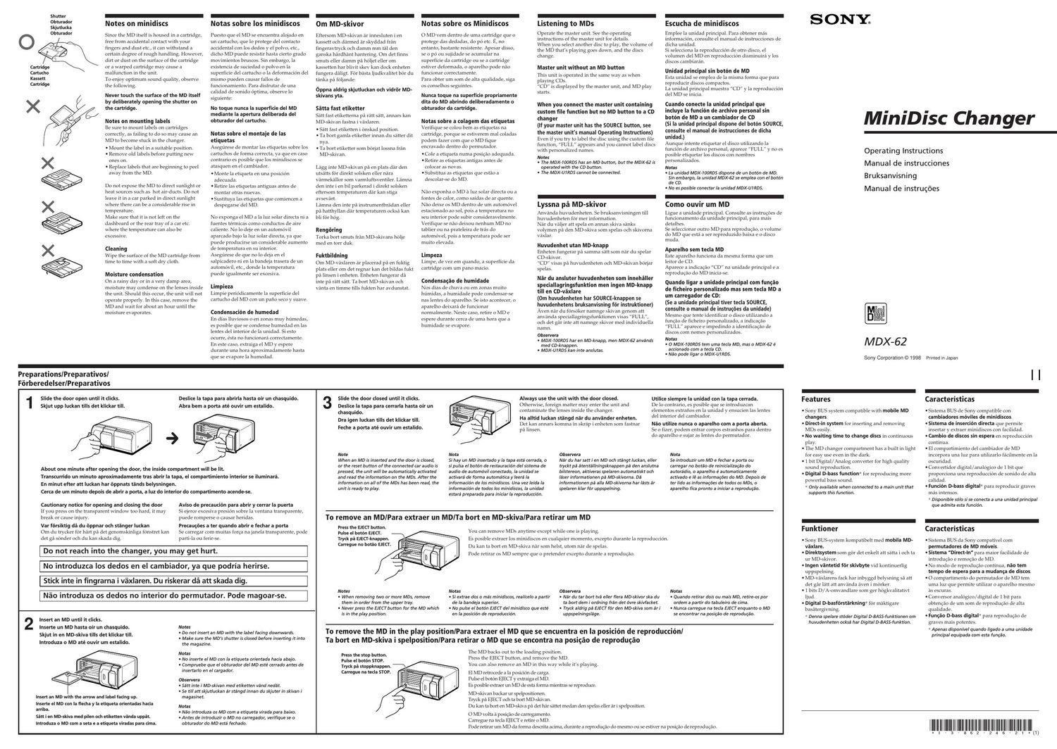 sony mdx 62 owners manual