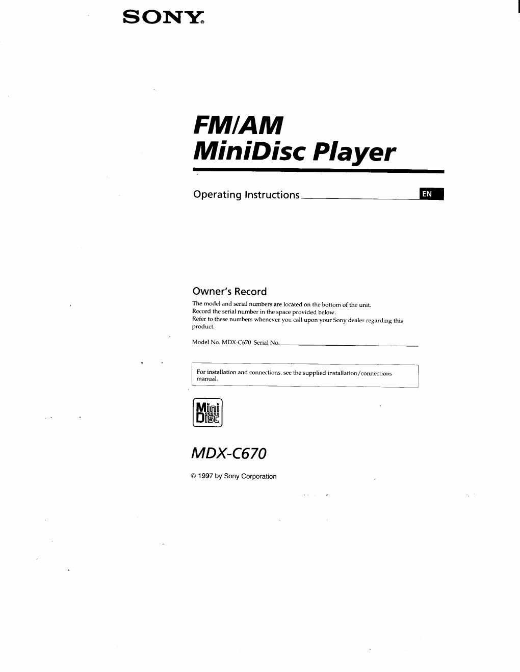 sony mdx c 670 owners manual