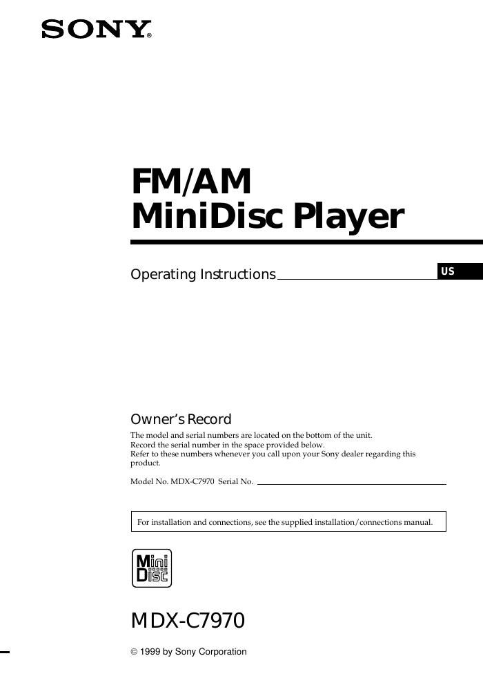 sony mdx c 7970 owners manual