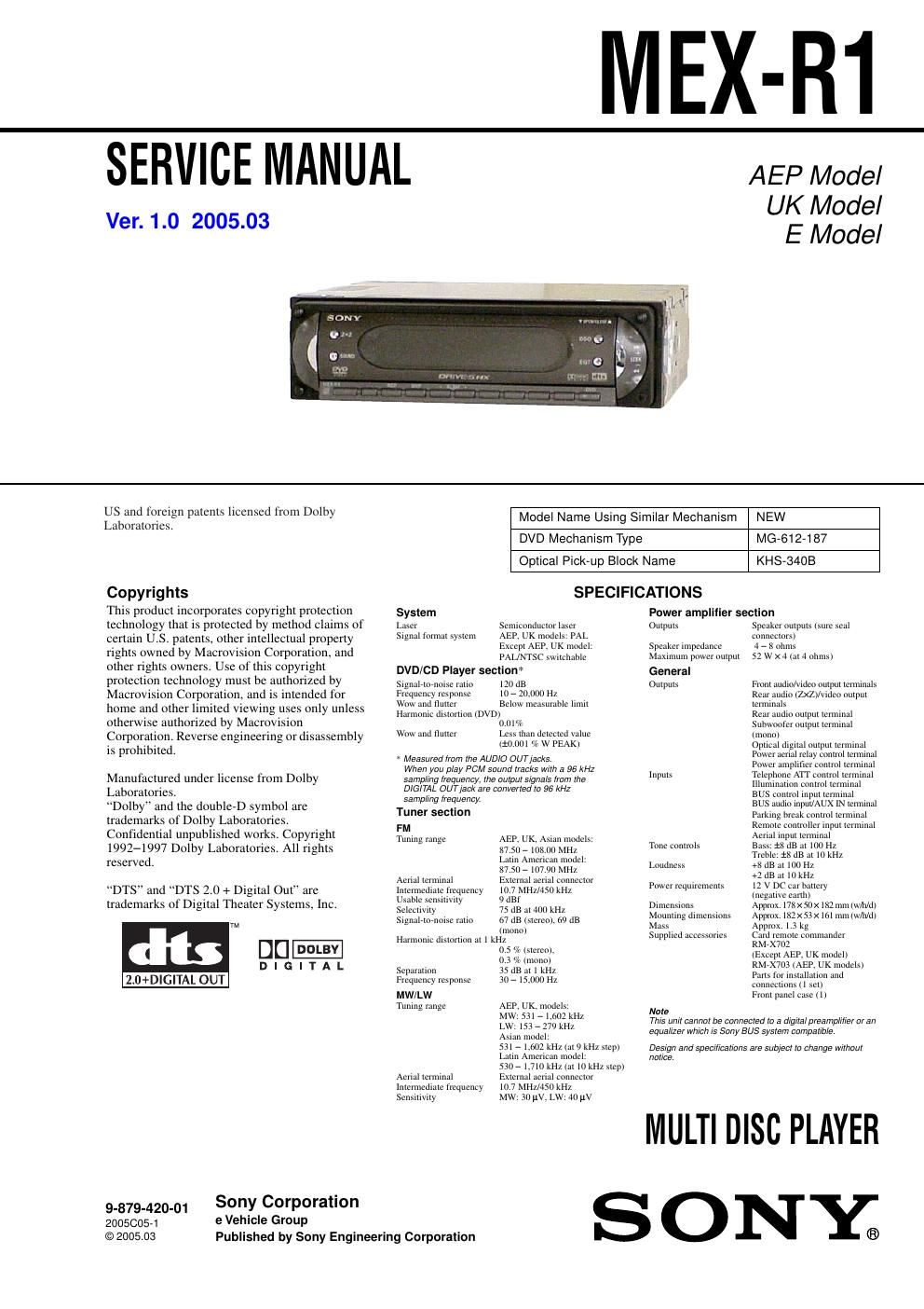 sony mex r 1 service manual