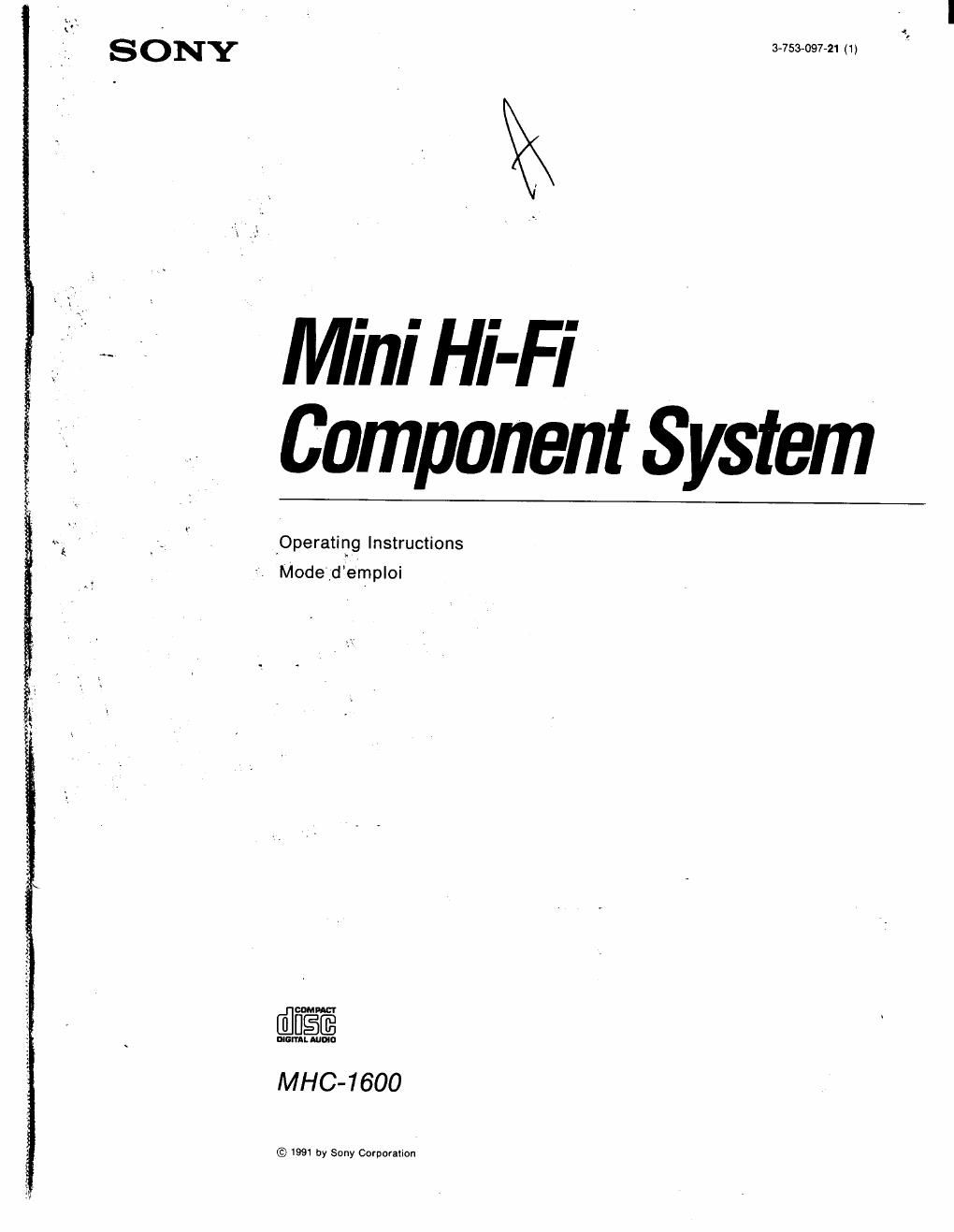 sony mhc 1600 owners manual