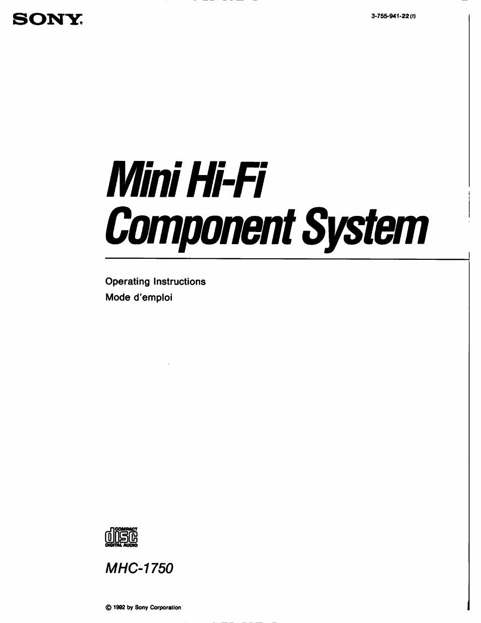 sony mhc 1750 owners manual