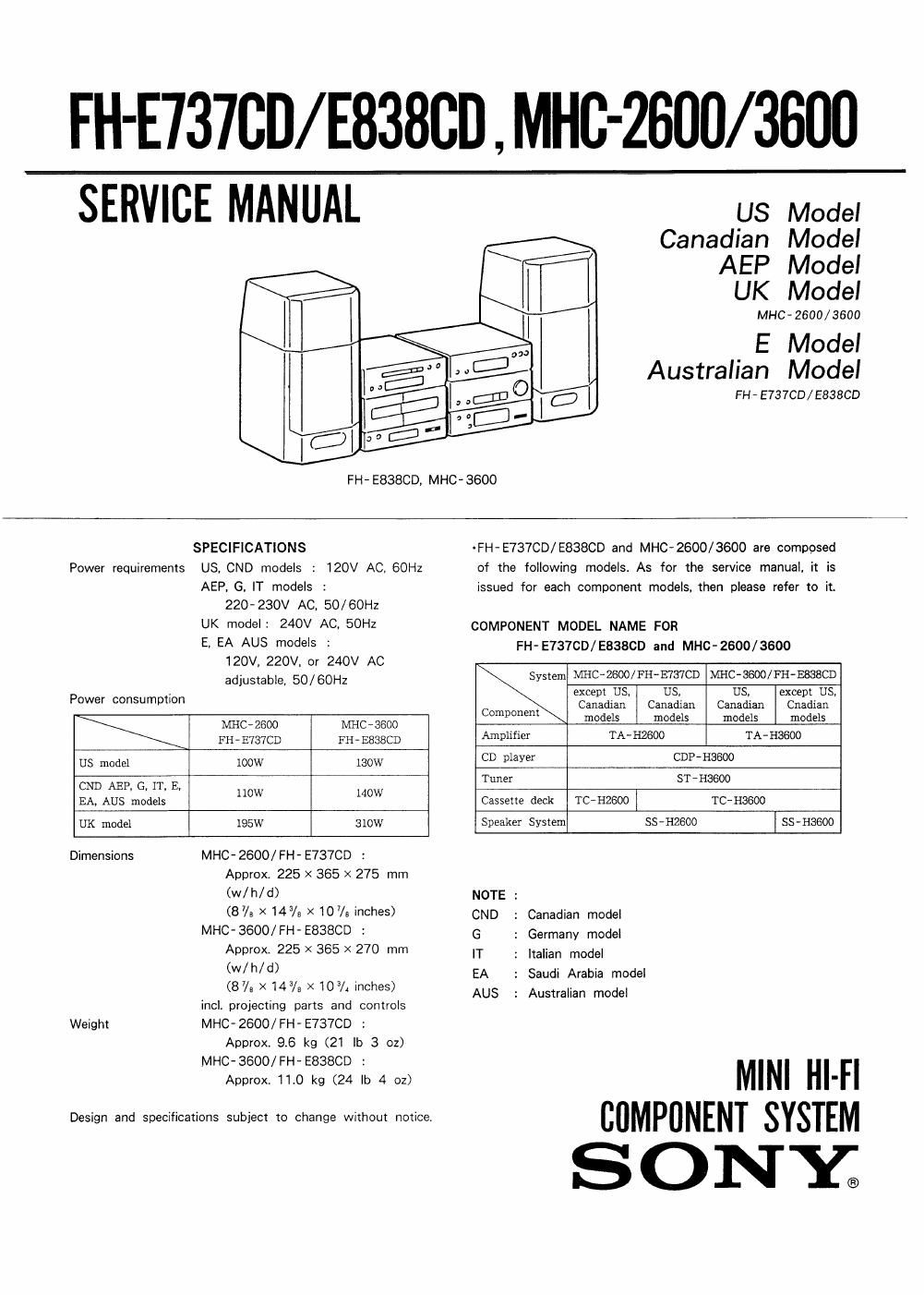 sony mhc 2600 service manual