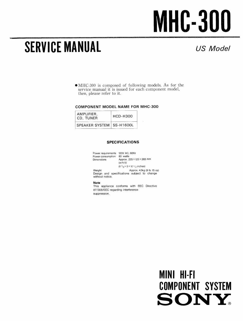 sony mhc 300 service manual
