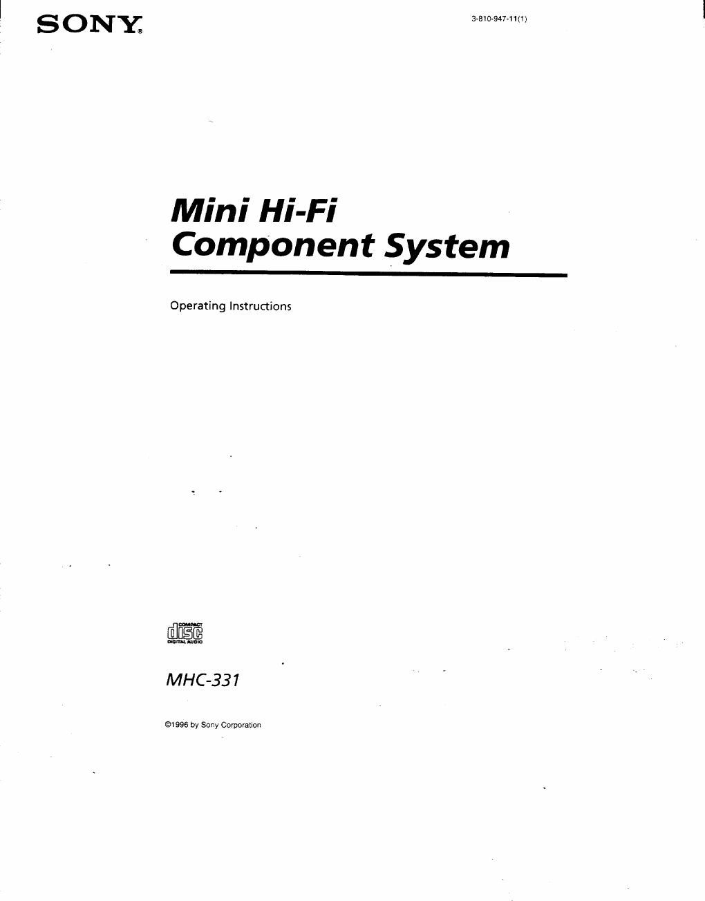 sony mhc 331 owners manual