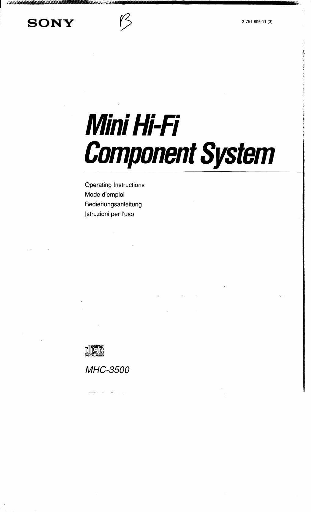 sony mhc 3500 owners manual