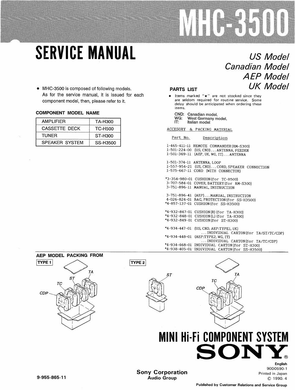 sony mhc 3500 service manual