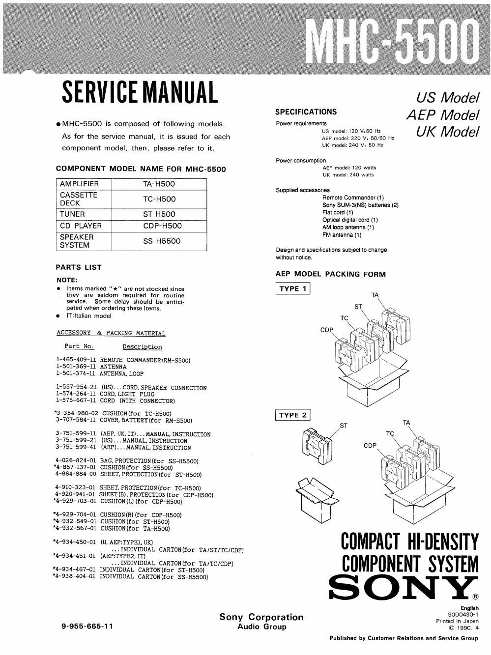 sony mhc 5500 service manual