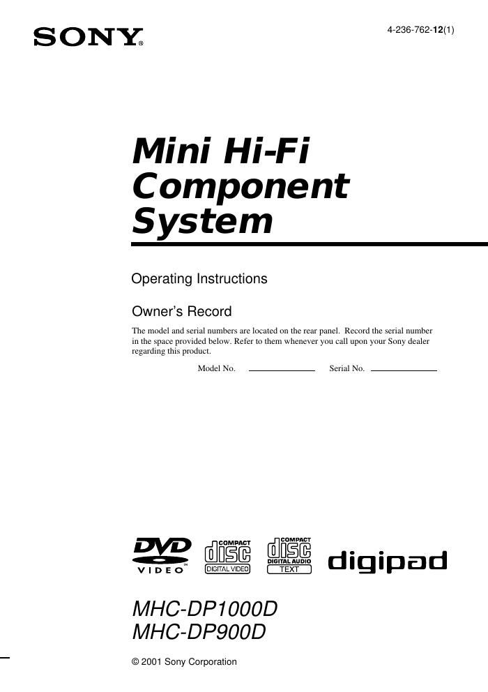 sony mhc dp 1000 d owners manual