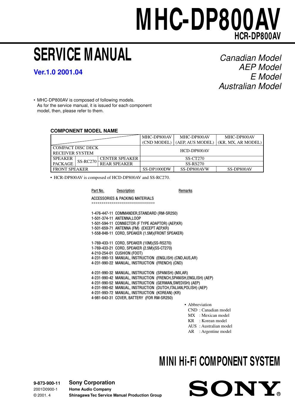 sony mhc dp 800 av service manual