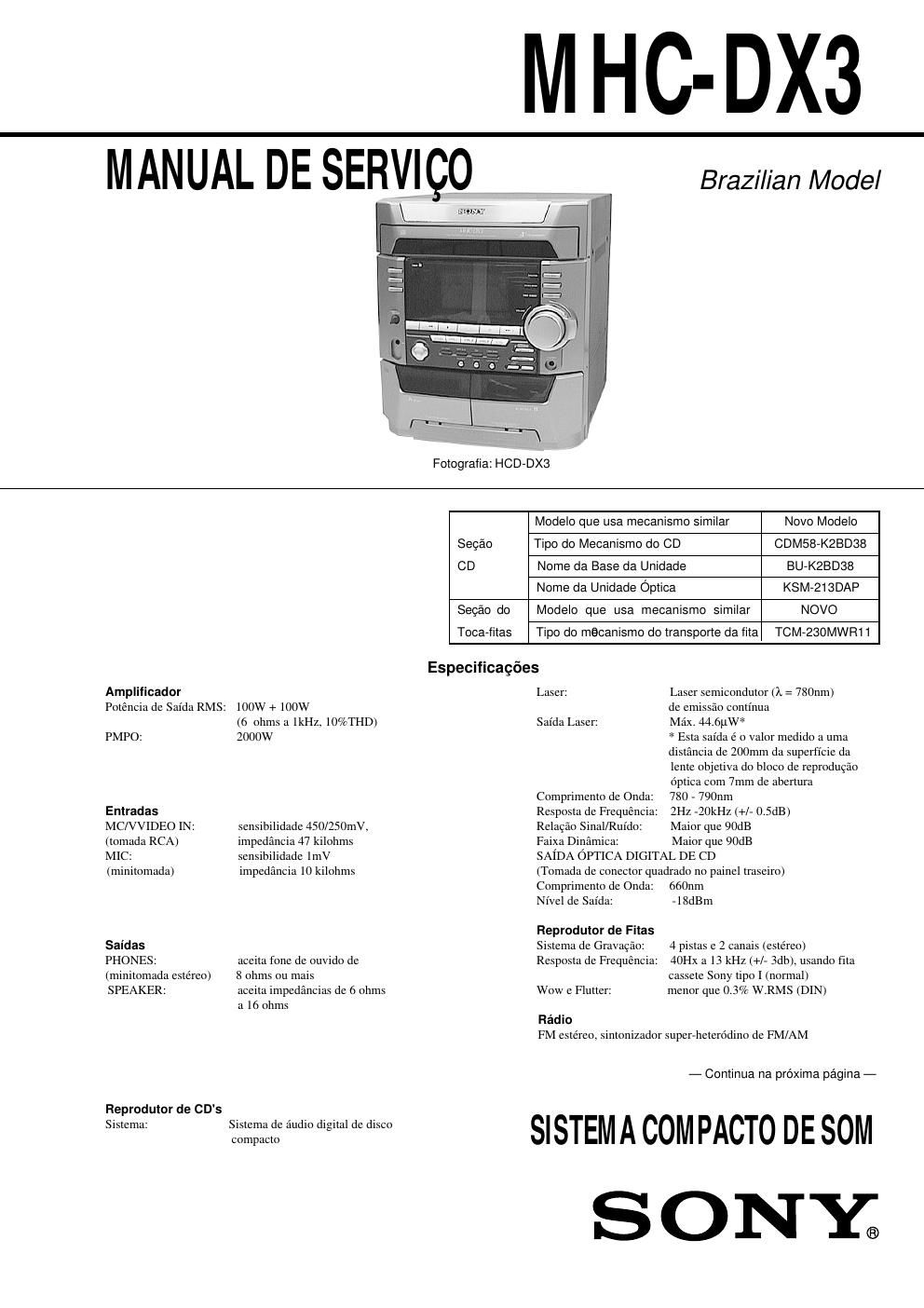 sony mhc dx 3 service manual