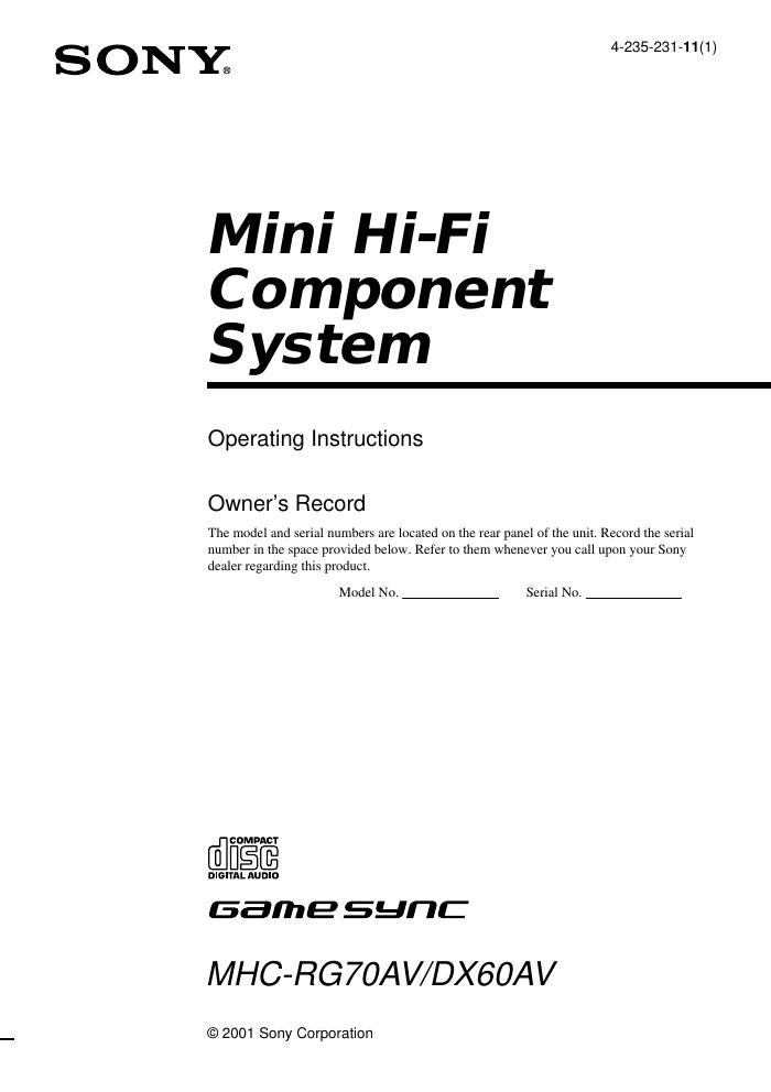 sony mhc dx 60 av owners manual