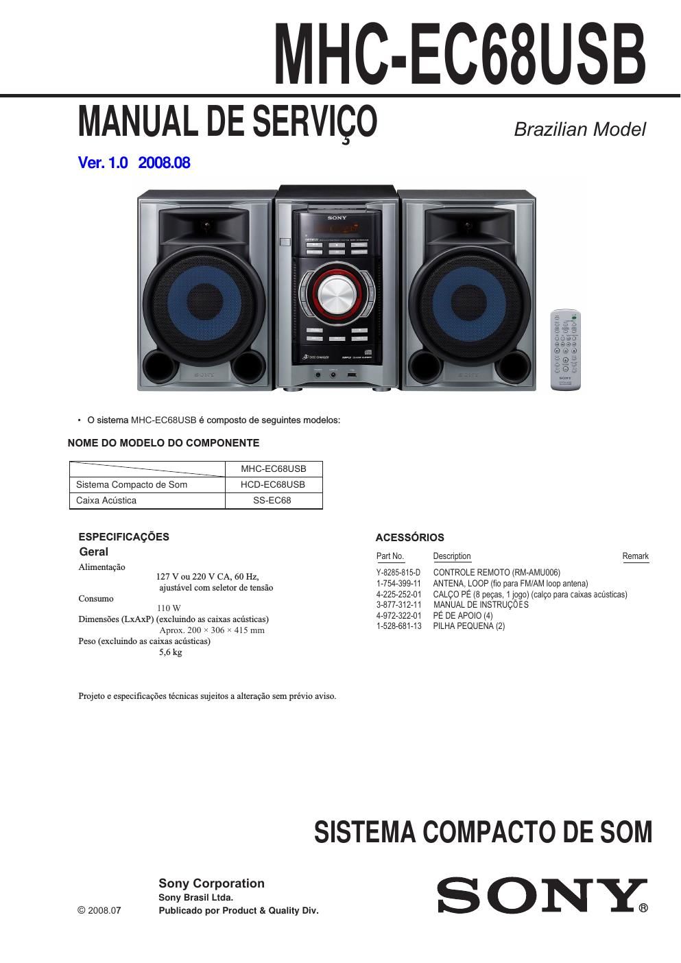 sony mhc ec 68usb service manual