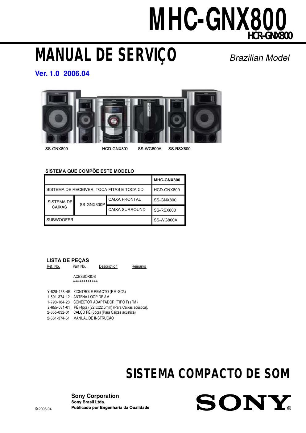 sony mhc gnx 800 service manual