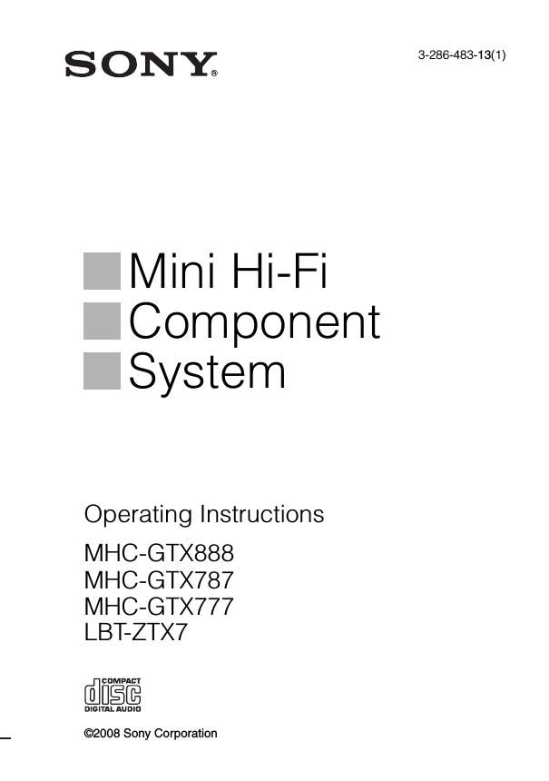 sony mhc gtx 888 owners manual