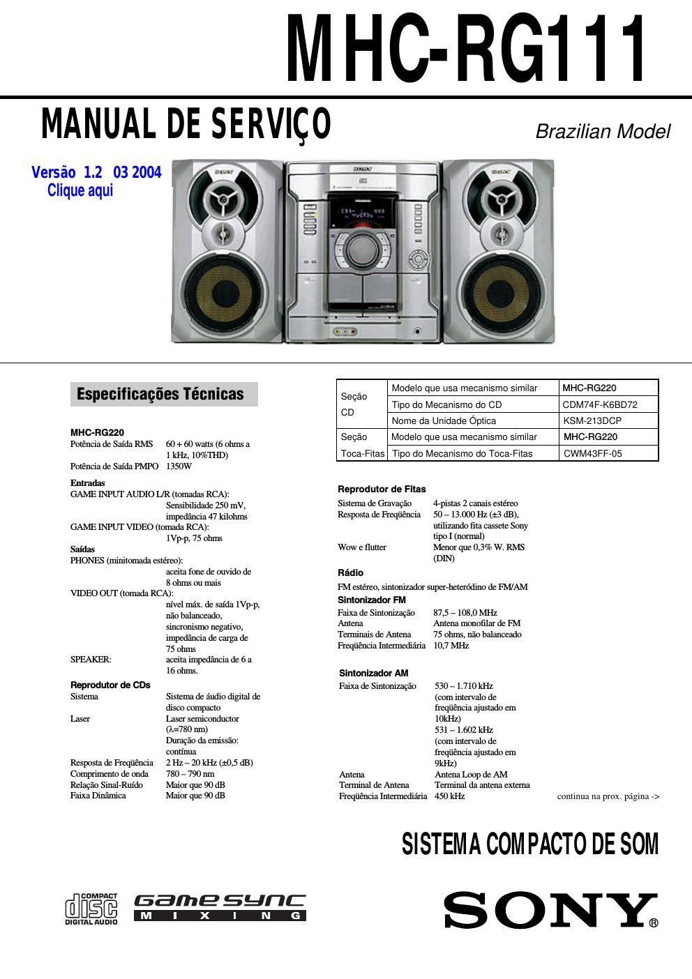 sony mhc rg 111 ver 1 2