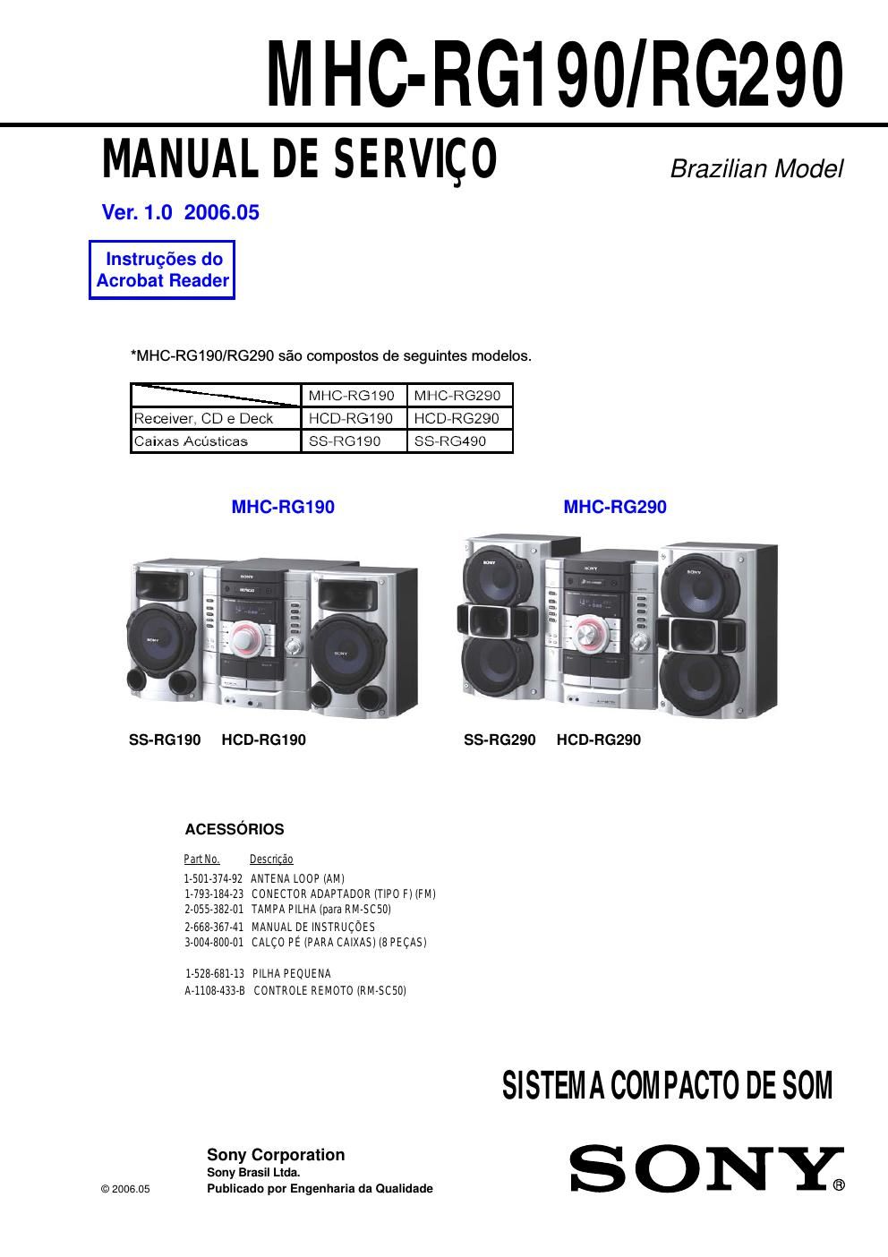 sony mhc rg 190 rg 290 br