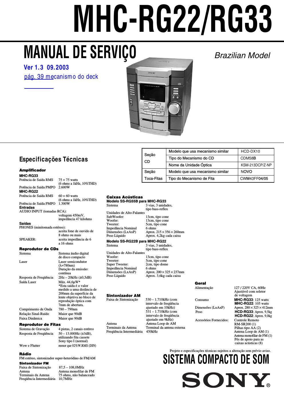 sony mhc rg 22 rg 33 1 3