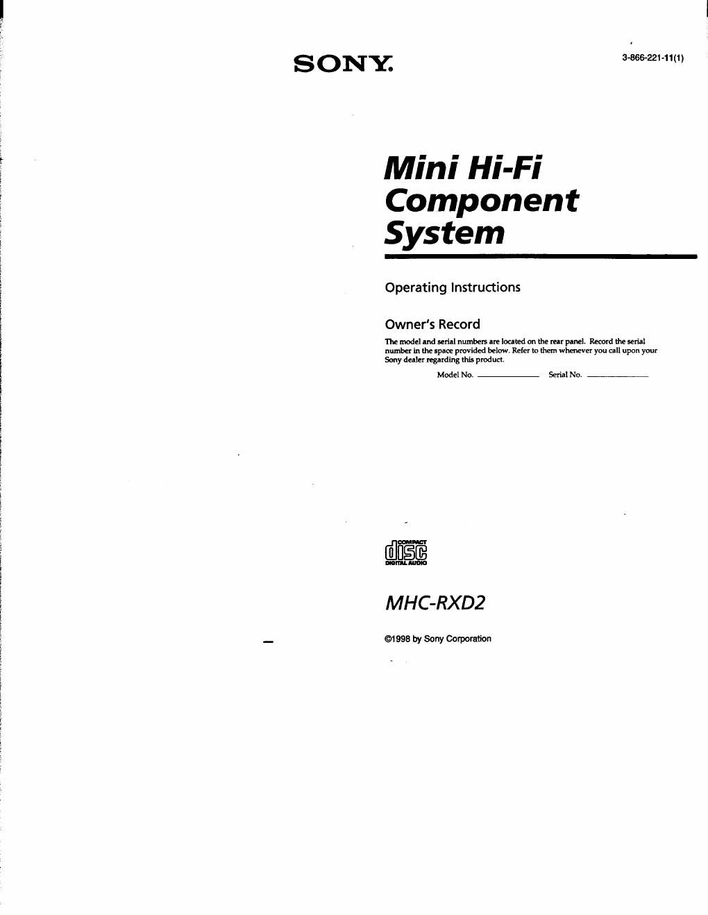 sony mhc rxd 2 owners manual