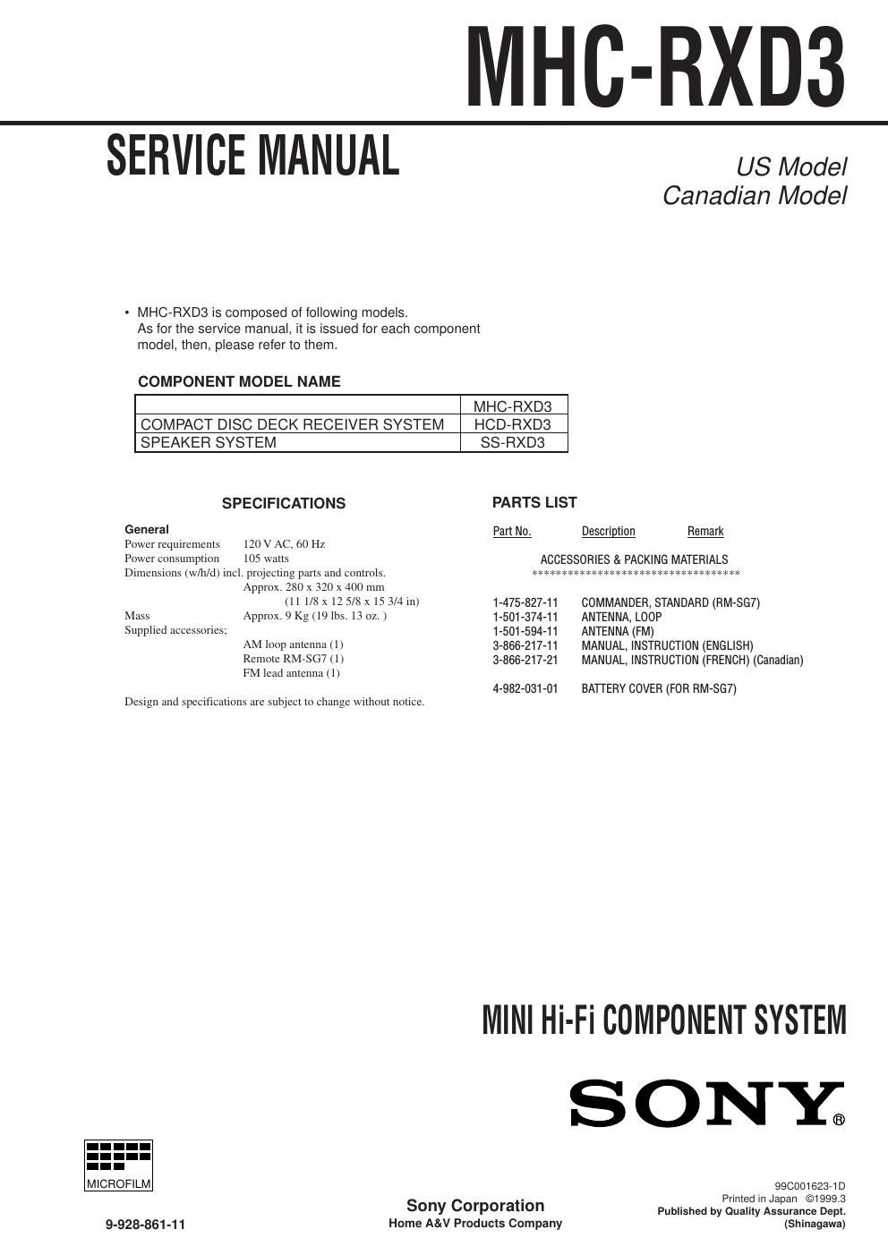 sony mhc rxd 3 service manual