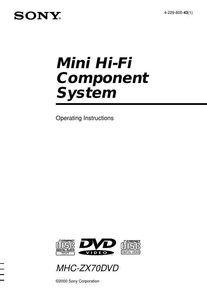 sony mhc zx 70 dvd owners manual